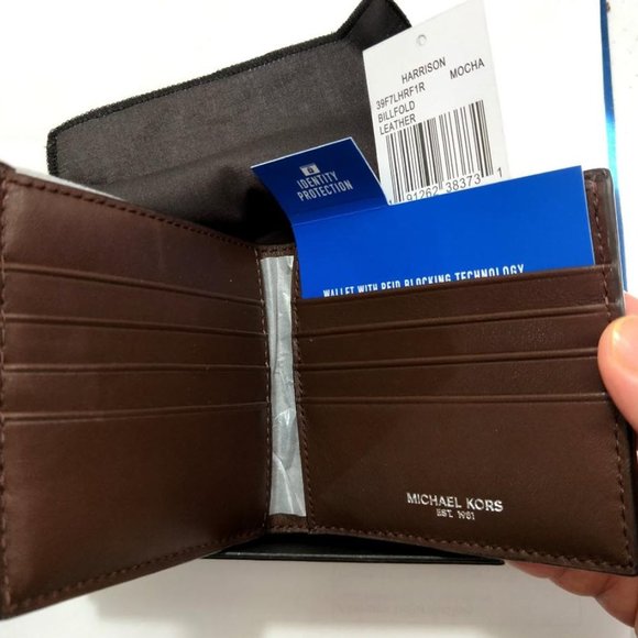 Michael Kors Harrison Crosshatch Leather Rfid Billfold Wallet - Picture 2 of 8